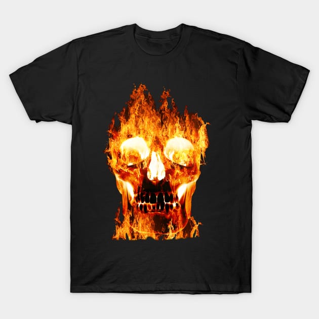 Flaming Skull T-Shirt by By Diane Maclaine